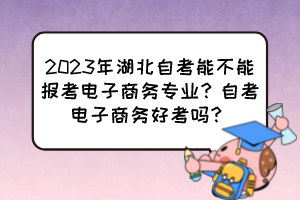 2023年湖北自考能不能報(bào)考電子商務(wù)專業(yè)？自考電子商務(wù)好考嗎？
