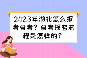 2023年湖北怎么報考自考？自考報名流程是怎樣的？