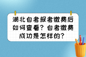湖北自考報(bào)考繳費(fèi)后如何查看？自考繳費(fèi)成功是怎樣的？