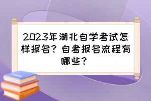 2023年湖北自學考試怎樣報名？自考報名流程有哪些？