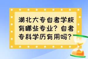 湖北大專自考學(xué)校有哪些專業(yè)？自考專科學(xué)歷有用嗎？