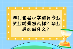 湖北自考小學(xué)教育專業(yè)就業(yè)前景怎么樣？畢業(yè)后能做什么？
