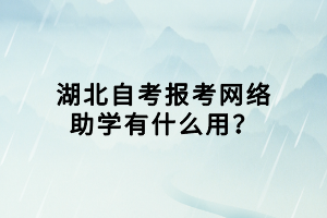 湖北自考報考網(wǎng)絡(luò)助學(xué)有什么用？