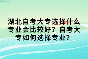 湖北自考大專選擇什么專業(yè)會比較好？自考大專如何選擇專業(yè)？