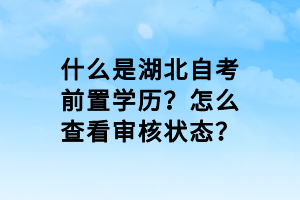 什么是湖北自考前置學(xué)歷？怎么查看審核狀態(tài)？