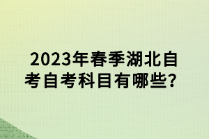 2023年春季湖北自考自考科目有哪些？