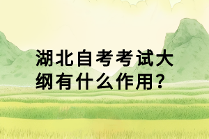 湖北自考考試大綱有什么作用？