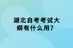 湖北自考考試大綱有什么用？