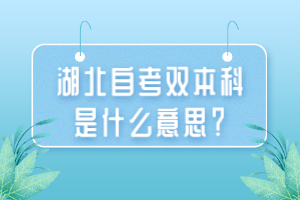 湖北自考雙本科是什么意思？