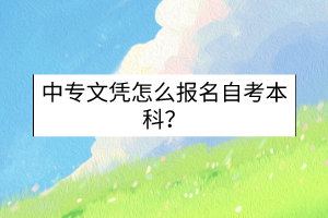 中專文憑怎么報(bào)名自考本科？
