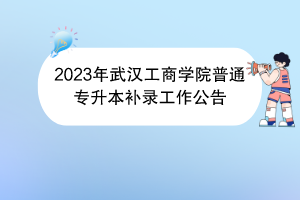 2023年武漢工商學院普通專升本補錄工作公告