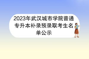 2023年武漢城市學院普通專升本補錄預(yù)錄取考生名單公示