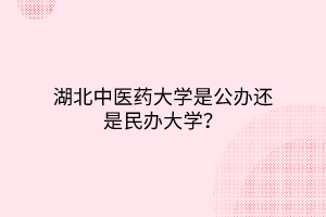 湖北中醫(yī)藥大學(xué)是公辦還是民辦大學(xué)？