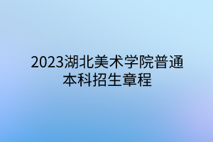 2023湖北美術(shù)學院普通本科招生章程