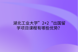 湖北工業(yè)大學(xué)”2+2“出國(guó)留學(xué)項(xiàng)目課程有哪些優(yōu)勢(shì)？