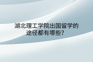 湖北理工學(xué)院出國留學(xué)的途徑都有哪些？