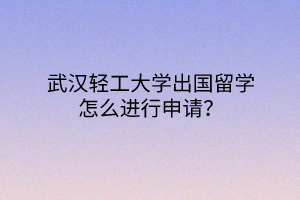武漢輕工大學出國留學怎么進行申請？