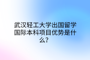 武漢輕工大學(xué)出國(guó)留學(xué)國(guó)際本科項(xiàng)目?jī)?yōu)勢(shì)是什么？
