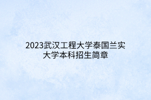 2023武漢工程大學(xué)泰國(guó)蘭實(shí)大學(xué)本科招生簡(jiǎn)章