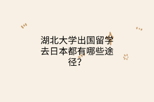 湖北大學(xué)出國留學(xué)去日本都有哪些途徑？