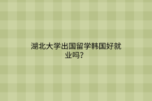 湖北大學(xué)出國留學(xué)韓國好就業(yè)嗎？