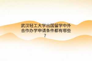 武漢輕工大學(xué)出國留學(xué)中外合作辦學(xué)申請條件都有哪些？