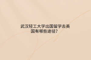 武漢輕工大學出國留學去英國有哪些途徑？