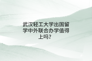 武漢輕工大學(xué)出國留學(xué)中外聯(lián)合辦學(xué)值得上嗎？