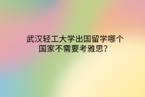 武漢輕工大學(xué)出國留學(xué)哪個(gè)國家不需要考雅思？