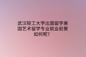 武漢輕工大學(xué)出國留學(xué)美國藝術(shù)留學(xué)專業(yè)就業(yè)前景如何呢？