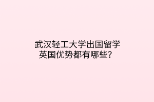 武漢輕工大學(xué)出國(guó)留學(xué)英國(guó)優(yōu)勢(shì)都有哪些？