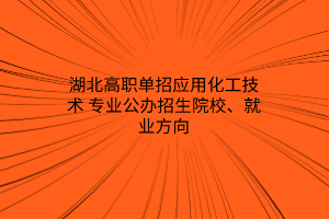 湖北高職單招應(yīng)用化工技術(shù)專業(yè)公辦招生院校、就業(yè)方向