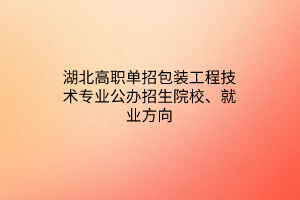 湖北高職單招包裝工程技術(shù)專業(yè)公辦招生院校、就業(yè)方向