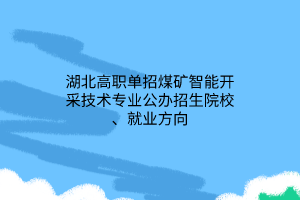 湖北高職單招煤礦智能開采技術(shù)專業(yè)公辦招生院校、就業(yè)方向