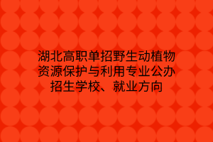 湖北高職單招野生動(dòng)植物資源保護(hù)與利用專業(yè)公辦招生學(xué)校、就業(yè)方向