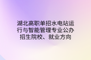 湖北高職單招水電站運行與智能管理專業(yè)公辦招生院校、就業(yè)方向