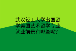 武漢輕工大學(xué)出國留學(xué)美國藝術(shù)留學(xué)專業(yè)就業(yè)前景有哪些呢？