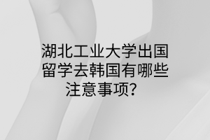 湖北工業(yè)大學出國留學去韓國有哪些注意事項？