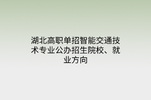 湖北高職單招智能交通技術(shù)專業(yè)公辦招生院校、就業(yè)方向