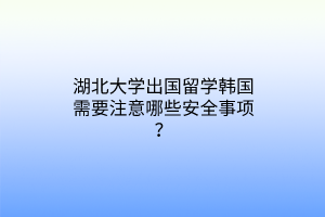 湖北大學(xué)出國(guó)留學(xué)韓國(guó)需要注意哪些安全事項(xiàng)？
