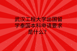 武漢工程大學出國留學泰國本科申請要求是什么？