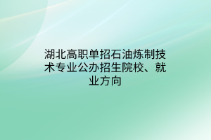 湖北高職單招石油煉制技術(shù)專業(yè)公辦招生院校、就業(yè)方向