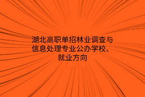 湖北高職單招林業(yè)調(diào)查與信息處理專業(yè)公辦學(xué)校、就業(yè)方向
