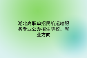 湖北高職單招民航運輸服務(wù)專業(yè)公辦招生院校、就業(yè)方向