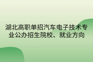 湖北高職單招汽車(chē)電子技術(shù)專(zhuān)業(yè)