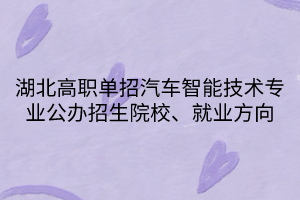 湖北高職單招汽車智能技術(shù)專業(yè)公辦招生院校、就業(yè)方向