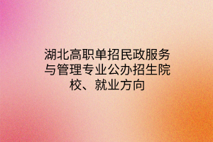 湖北高職單招民政服務與管理專業(yè)公辦招生院校、就業(yè)方向