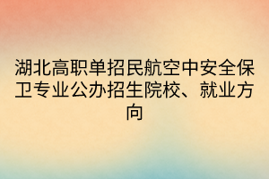 湖北高職單招民航空中安全保衛(wèi)專業(yè)公辦招生院校、就業(yè)方向