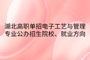 湖北高職單招電子工藝與管理專業(yè)公辦招生院校、就業(yè)方向