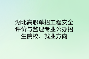 湖北高職單招工程安全評價(jià)與監(jiān)理專業(yè)公辦招生院校、就業(yè)方向